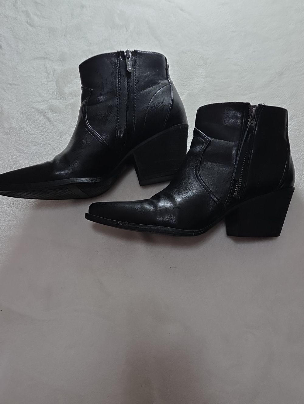 Circus by Sam Edelman Whistler Black Leather Ankle Booties with Side Zipper